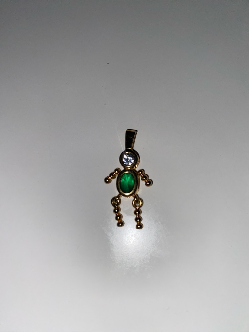 Gold Tone Green Stone Pendant Charm
